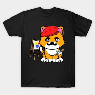 Cute Orange cat is a painter T-Shirt